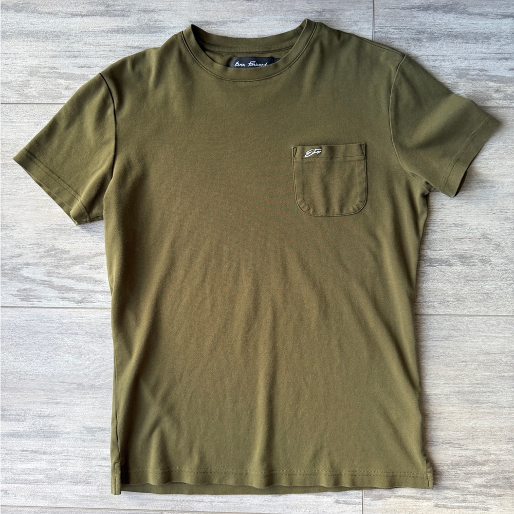 Men’s Ever Forward Olive Green Pocket T-Shirt Size M